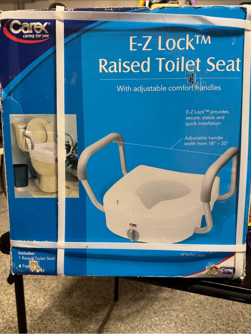 Carex E-Z Lock Raised Toilet Seat with Handles
